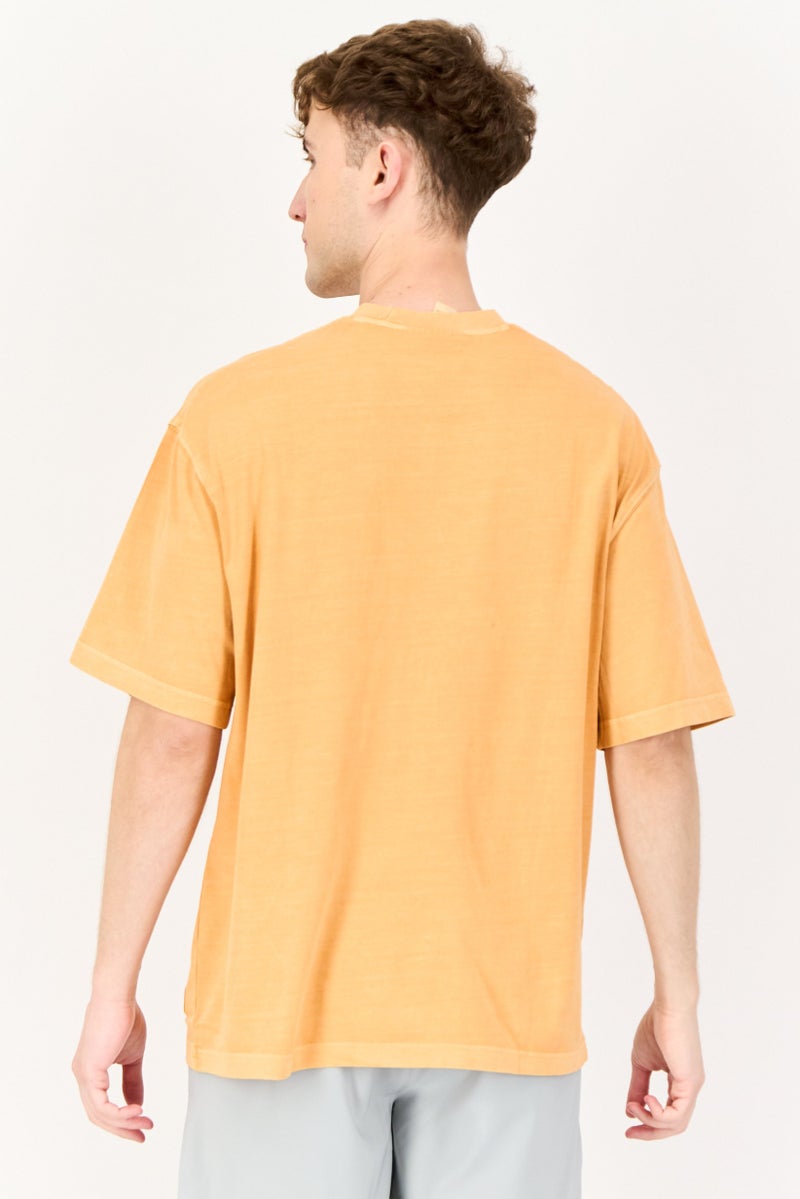Reebok Men Sportswear Fit Brand Logo Short Sleeves Outdoor T-Shirt, Orange  - Image 2