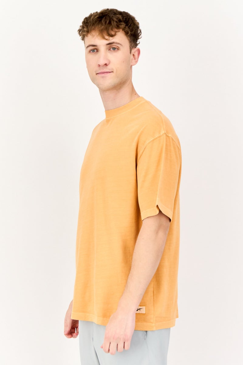 Reebok Men Sportswear Fit Brand Logo Short Sleeves Outdoor T-Shirt, Orange  - Image 3
