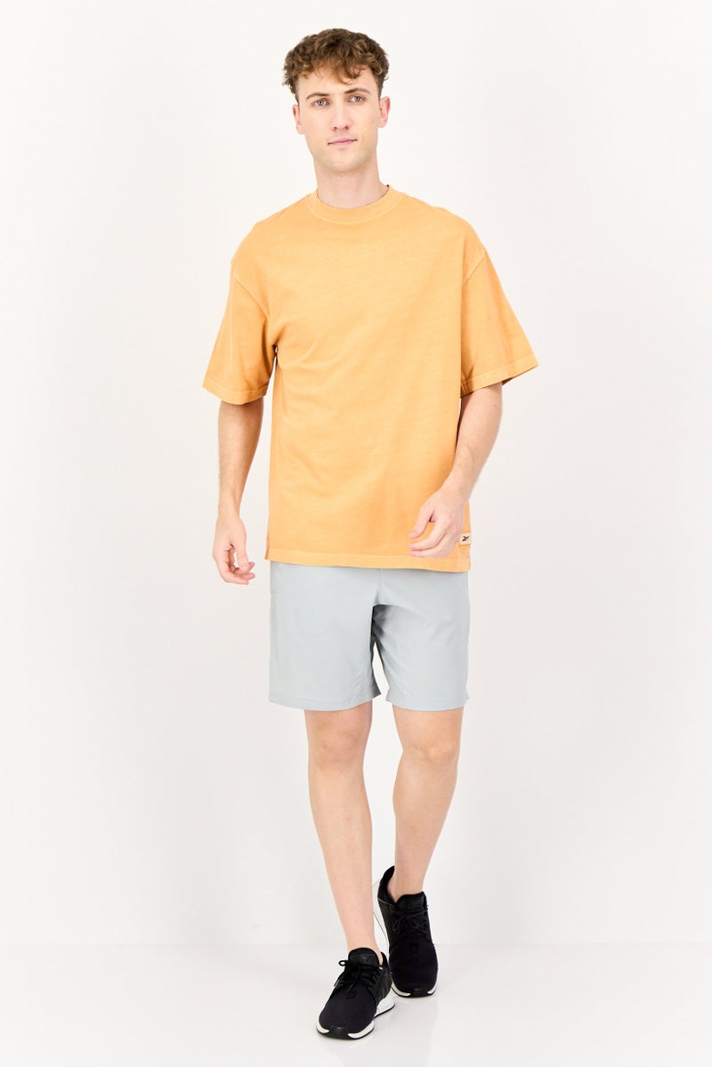 Reebok Men Sportswear Fit Brand Logo Short Sleeves Outdoor T-Shirt, Orange  - Image 4