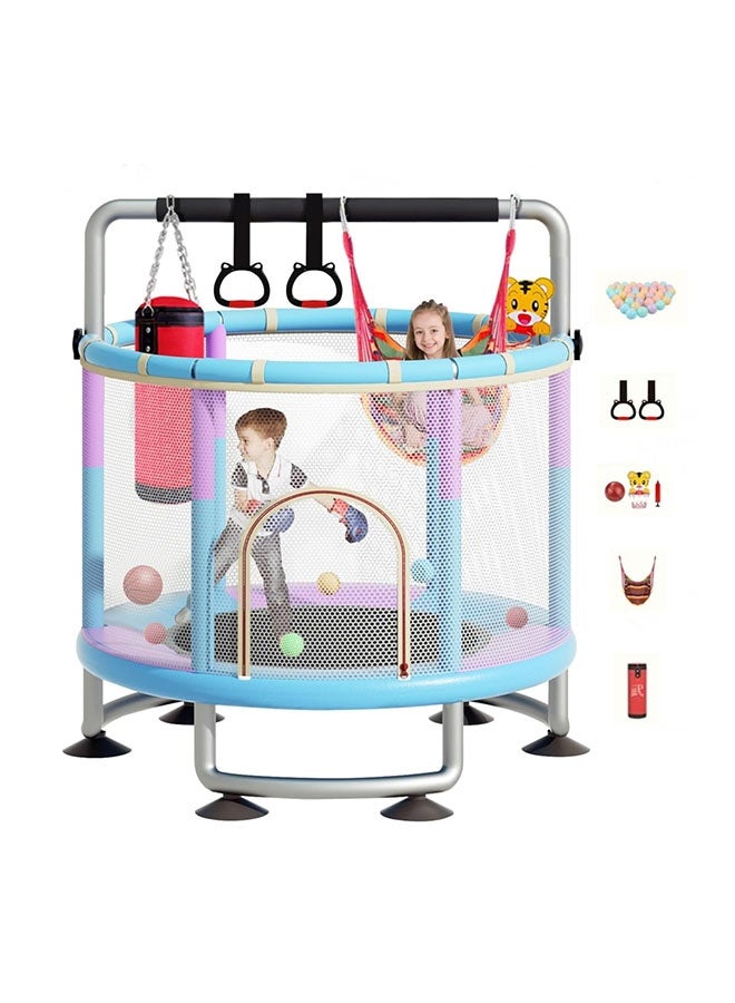 عربست ترامبولين للأطفال بطول 1.5 متر، ترامبولين مع شبكة أمان من 1 إلى 3 أشخاص، ترامبولين قابل للتعديل للأطفال للاستخدام الداخلي والخارجي، ترامبولين صغير للأطفال مع شبكة وأرجوحة - Image 1