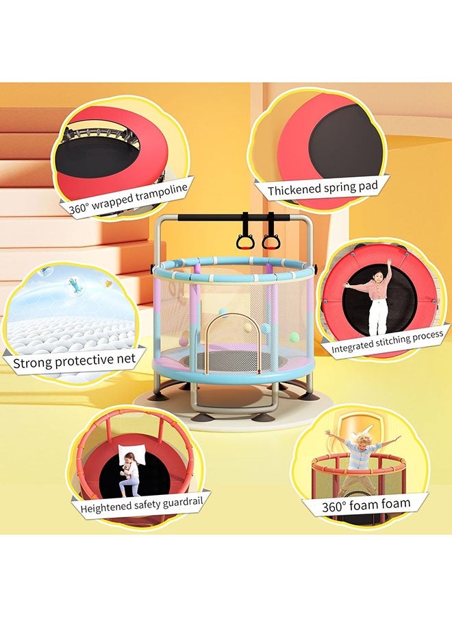 عربست ترامبولين للأطفال بطول 1.5 متر، ترامبولين مع شبكة أمان من 1 إلى 3 أشخاص، ترامبولين قابل للتعديل للأطفال للاستخدام الداخلي والخارجي، ترامبولين صغير للأطفال مع شبكة وأرجوحة - Image 3
