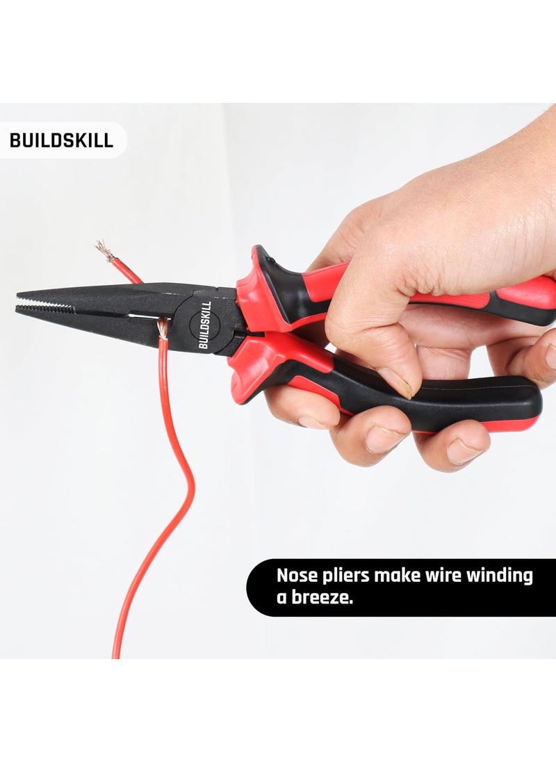 BUILDSKILL Buildskill Long Nose Plier 6 Versatile Hand Tools Used as Electrical Tools Portable Cutting Plier Anti Rust Black Phosphate Finish Efficient Hardware Tools Durable Tools for Home Pack of 1  - Image 3