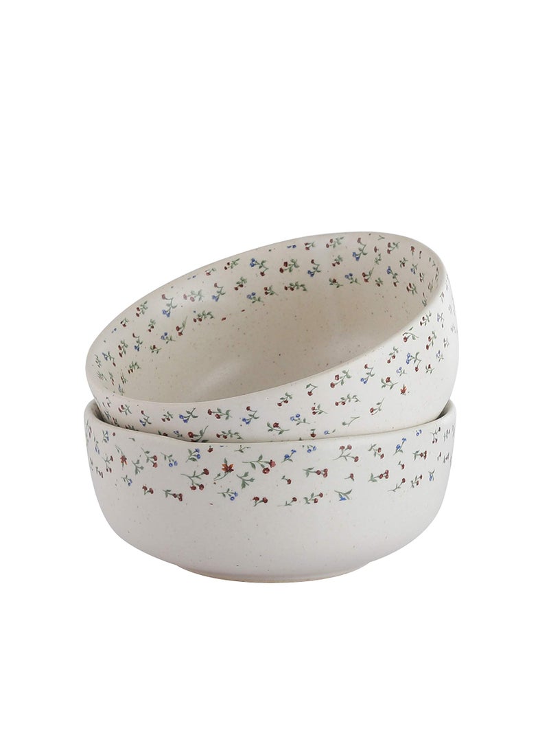 miah decor Miah Décor MD-97 Miah Decor Handcrafted Floral Stoneware Serving Bowls(8" & 7" Dia) -Set of 2 - Image 2
