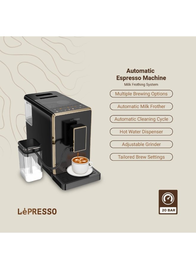 ليبرسو ماكينة قهوة أوتوماتيكية بالكامل من LePresso بضغط 20 بار، موزع ماء ساخن بسعة 1.5 لتر، مطحنة قابلة للتعديل، إعدادات تخمير مخصصة، خيارات تخمير متعددة، تشغيل أوتوماتيكي...  - Image 2