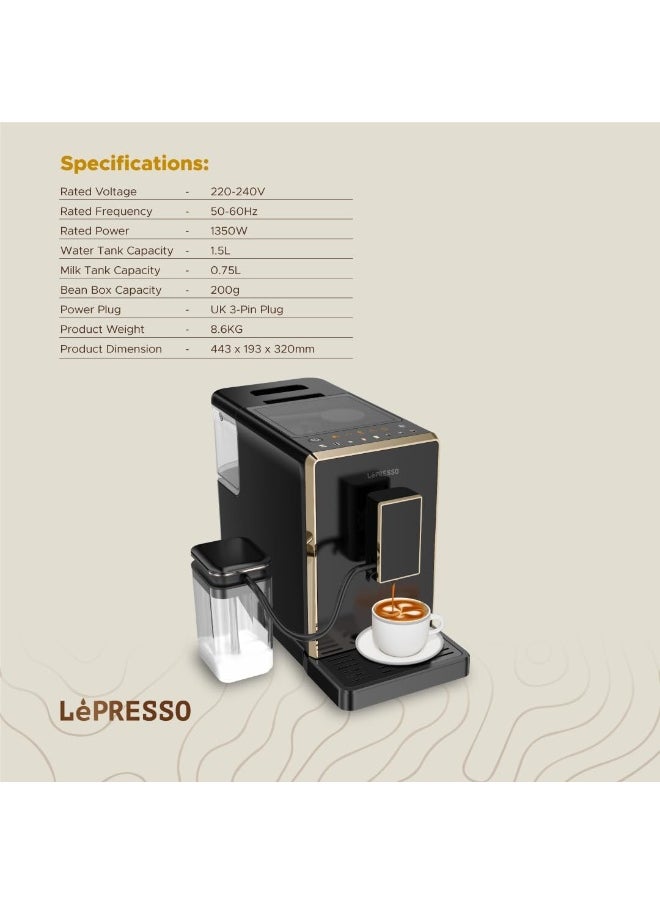 ليبرسو ماكينة قهوة أوتوماتيكية بالكامل من LePresso بضغط 20 بار، موزع ماء ساخن بسعة 1.5 لتر، مطحنة قابلة للتعديل، إعدادات تخمير مخصصة، خيارات تخمير متعددة، تشغيل أوتوماتيكي...  - Image 1