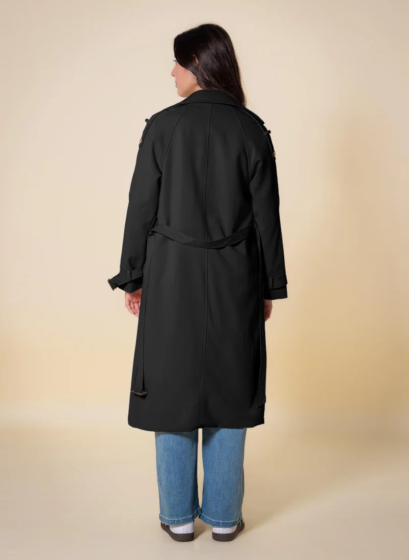 SHAPES Black BELTED TRENCH COAT for Women | Best Price UAE