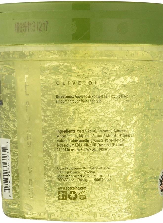 Eco Style جل إيكوكو 100% زيت زيتون نقي، يضيف لمعاناً ويهذب الأطراف المتقصفة، أسلوب خفيف الوزن، يغذي ويصلح، يرطب فروة الرأس، ثبات ممتاز، لمعان صحي، 24 أونصة سائلة - Image 2