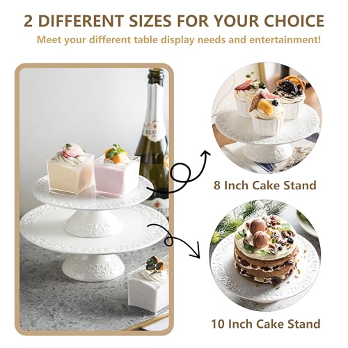 Gomakren Wedding Cake Stand, White Cake Stand for Smaller Than 10 Inch Cakes, Christmas Porcelain Cake Plate for Party, Baby Shower, Birthday, Home Decorating Stand - Image 5