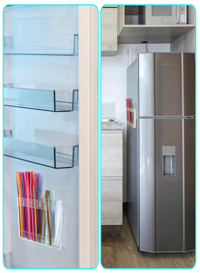 بيكو منظم حامل قش أكريليك من بيكووي لأبواب الخزائن، بستة فتحات لاصقة قابلة لإعادة الاستخدام لتخزين القش، منظم قش لخزائن المطبخ، أدوات الأكواب - Image 5