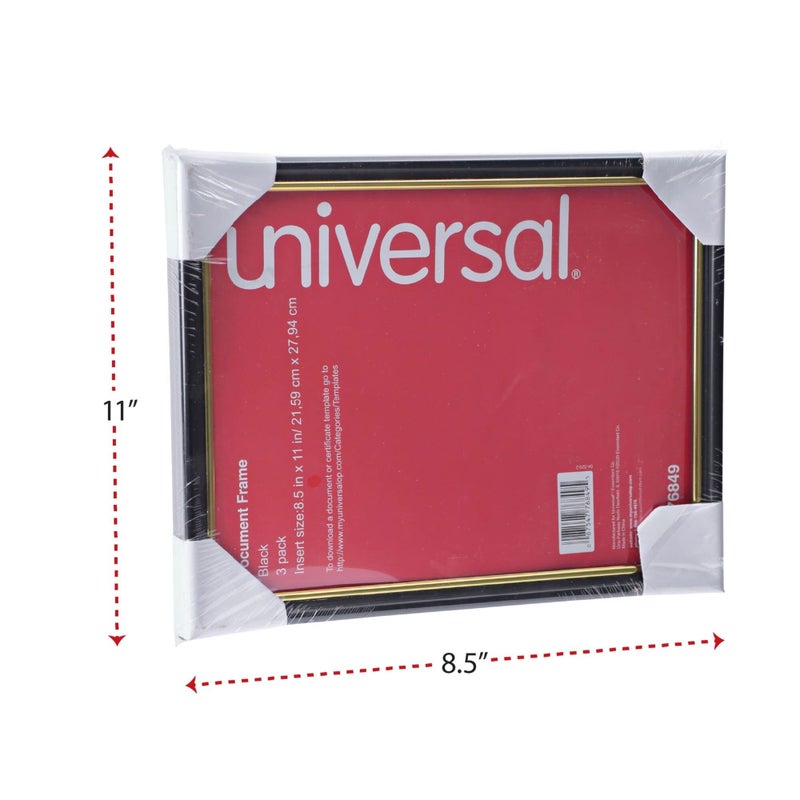 Universal 76849 Plastic Easy Mount Frame for 8 1/2 x 11 Insert  3/Pack  Black (UNV76849) - Image 2