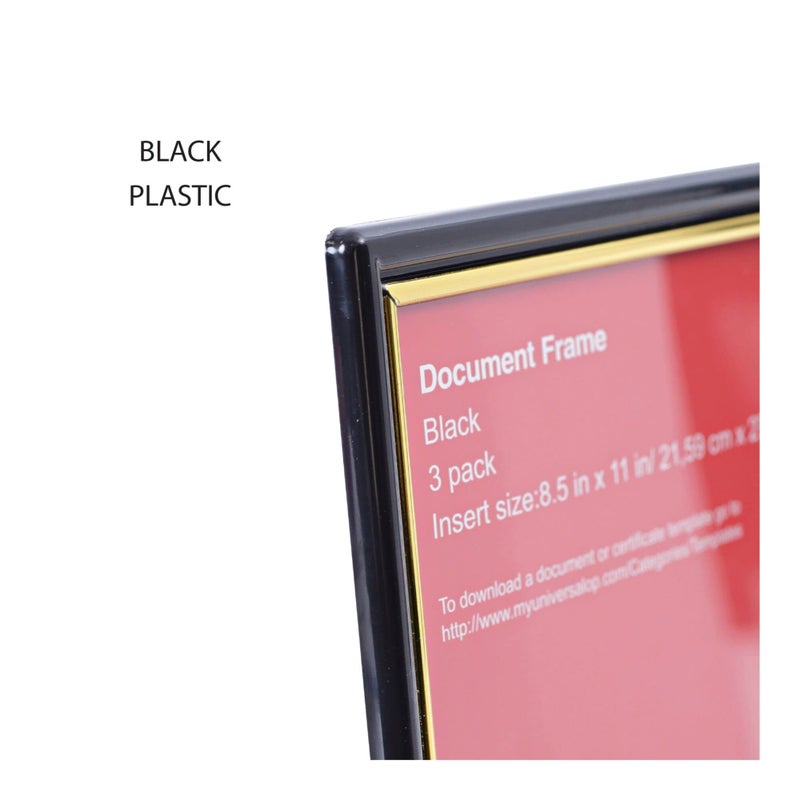Universal 76849 Plastic Easy Mount Frame for 8 1/2 x 11 Insert  3/Pack  Black (UNV76849) - Image 3