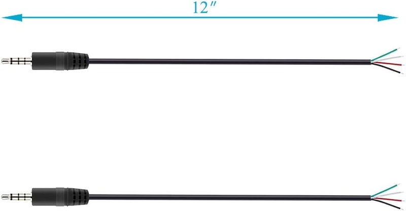 Fancasee 2 Pack Replacement 3.5mm 1/8" TRRS Stereo Male Plug to Bare Wire Open End Audio Cable for Headphone Headset Earphone Microphone Cable Repair - Image 3