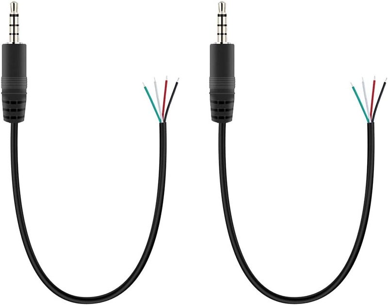 Fancasee 2 Pack Replacement 3.5mm 1/8" TRRS Stereo Male Plug to Bare Wire Open End Audio Cable for Headphone Headset Earphone Microphone Cable Repair - Image 1