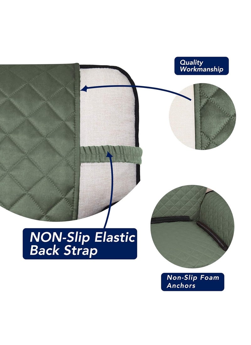PureFit - PureFit Reversible Quilted 4 Seater Sofa Cover, Water Resistant Furniture Protector, Washable Couch Cover with Non Slip Foam and Elastic Straps for Kids, Dogs, Pets (XX Large, Greyish Green/Beige) - Image 1