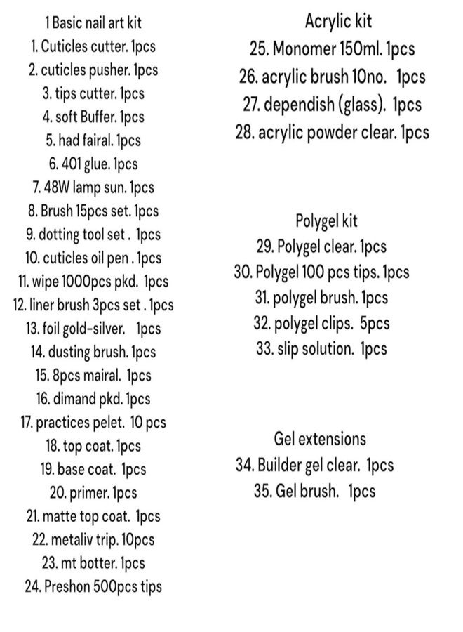 Bolt bee basic nail art kit combo - nail extension kit- polygel kit-acrylic kit- 35 item nail art product in full kit. - Image 2