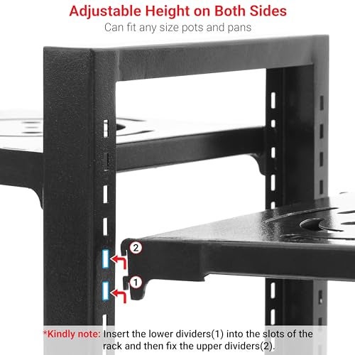 Livzing 6 Tier Hight Adjustable Metal Portable Pot Pan Rack Countertop Organizer Heavy Duty Countertop Floating Shelves Pan Pot Organizer Rack Tiered Shelf Cabinet Pantry Pot Pan Holder - 3 Diy Method - Image 4