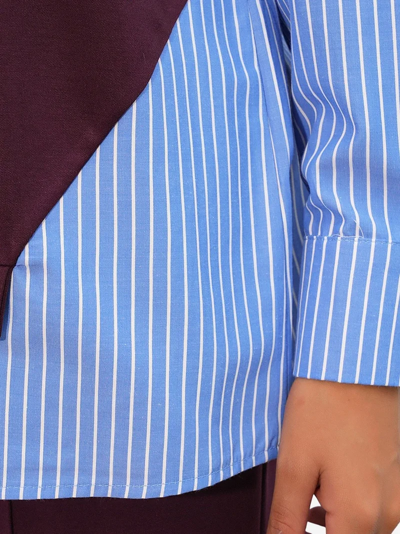 Big Dart Multicolor BDART Striped Long Crew Neck Two-Piece Coord Set for Women | Best Price UAE