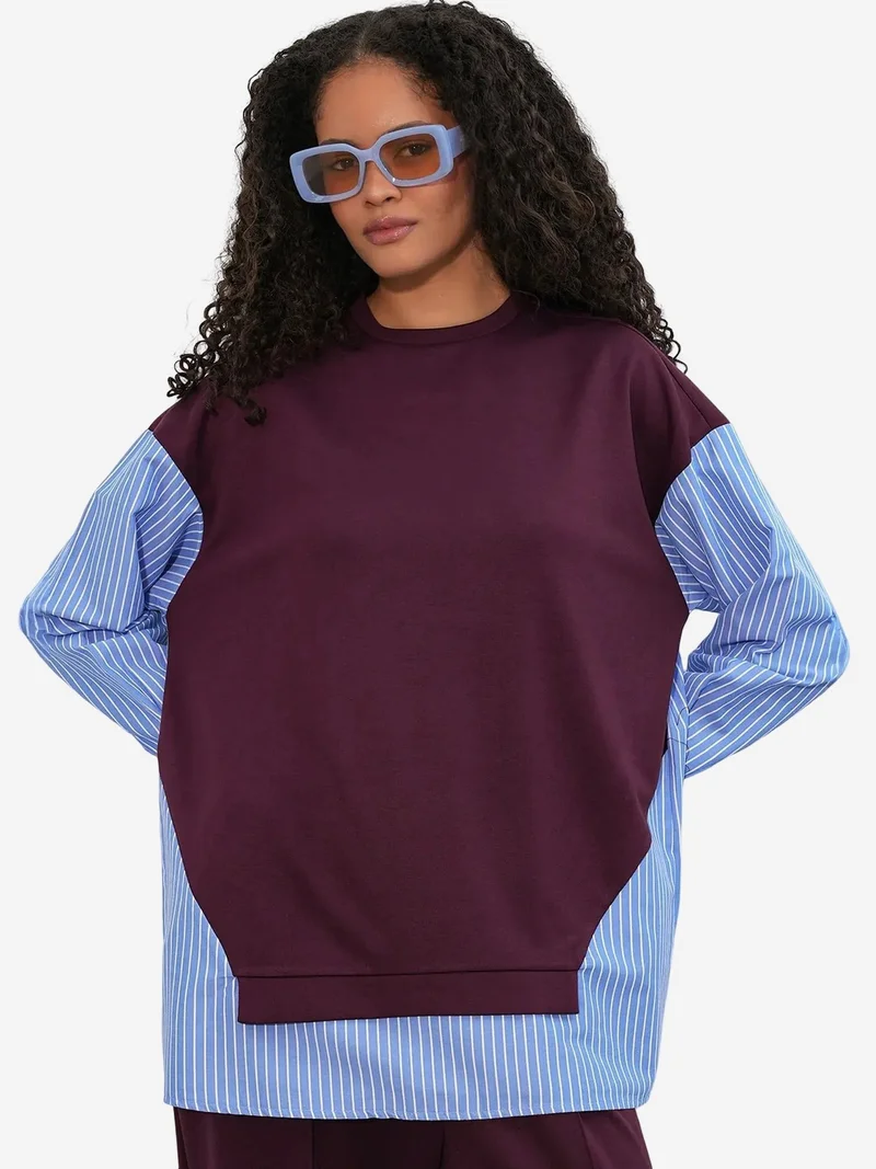 Big Dart Multicolor BDART Striped Long Crew Neck Two-Piece Coord Set for Women | Best Price UAE