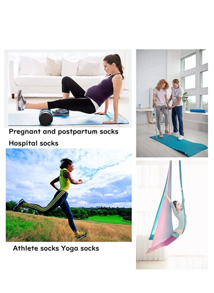 SYOSI Non Slip Socks Women Fashion All Season Socks Sports Casual Simple Striped Colors for Pilates Yoga Barre Ballet Dance Fitness Football Hospital  Mid-Tube Socks Free Size 3-Pair - Image 5