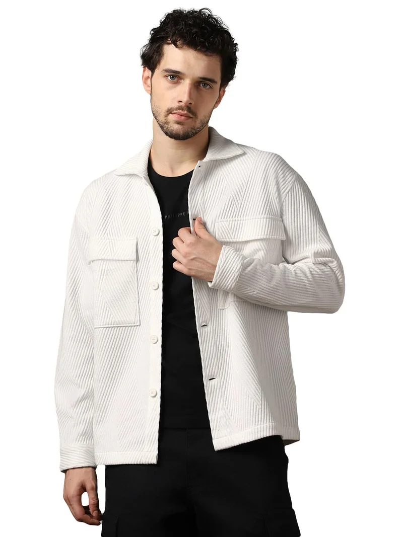 NOBERO  White Quilted Shacket For Men for Men | Best Price UAE