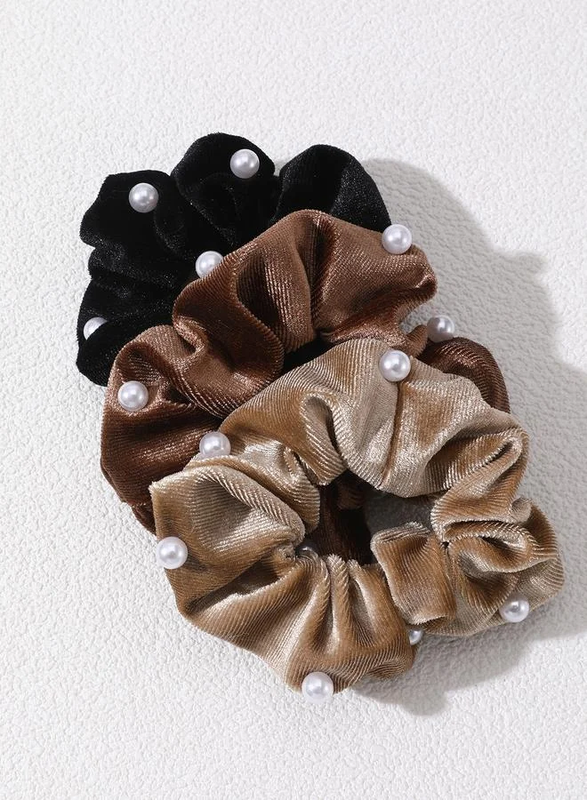 Take Two Set of 3 - Velvet Pearl Hair Scrunchies