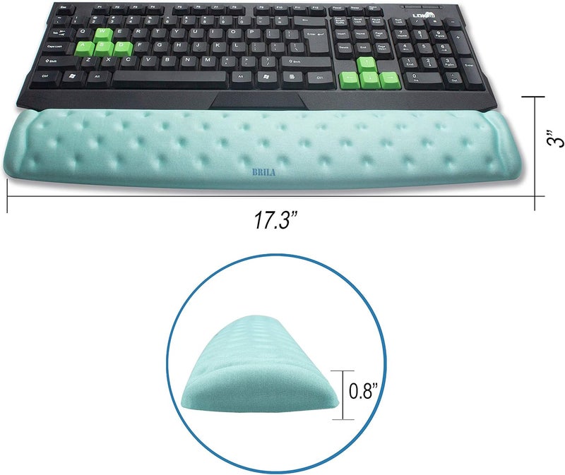BRILA Memory Foam Keyboard Wrist Rest Support Pad Cushion for Computer, Laptop, Office Work, PC Gaming, Non-Slip Wrist Pain Relief (Aquamarine Keyboard Pad) - Image 2