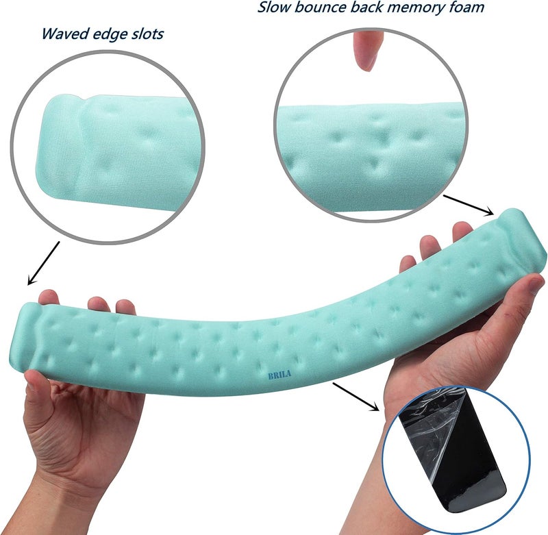 BRILA Memory Foam Keyboard Wrist Rest Support Pad Cushion for Computer, Laptop, Office Work, PC Gaming, Non-Slip Wrist Pain Relief (Aquamarine Keyboard Pad) - Image 5
