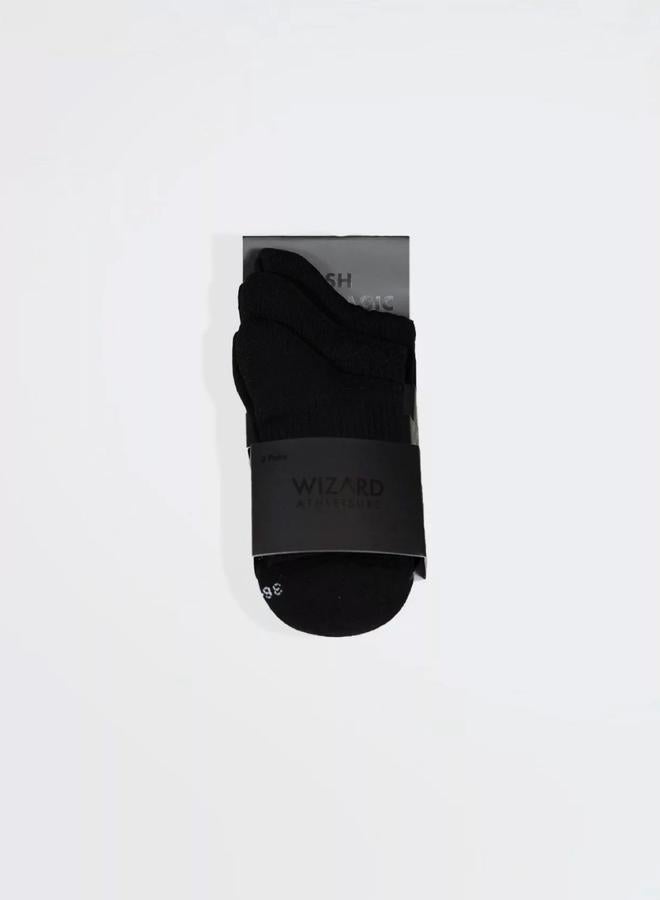 Wizard Pack of 3 - Black Short Crew Cotton Socks - Image 5