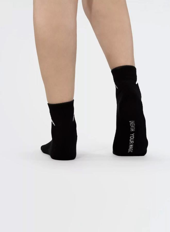 Wizard Pack of 3 - Black Short Crew Cotton Socks - Image 2