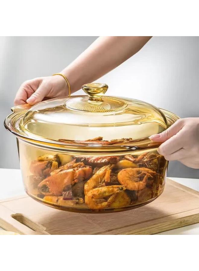 Visions 2.5l Transparent Glass Casserole Pot Double-handle High Borosilicate Heat-resistant Stew Soup Pot 20.5cm - Image 2