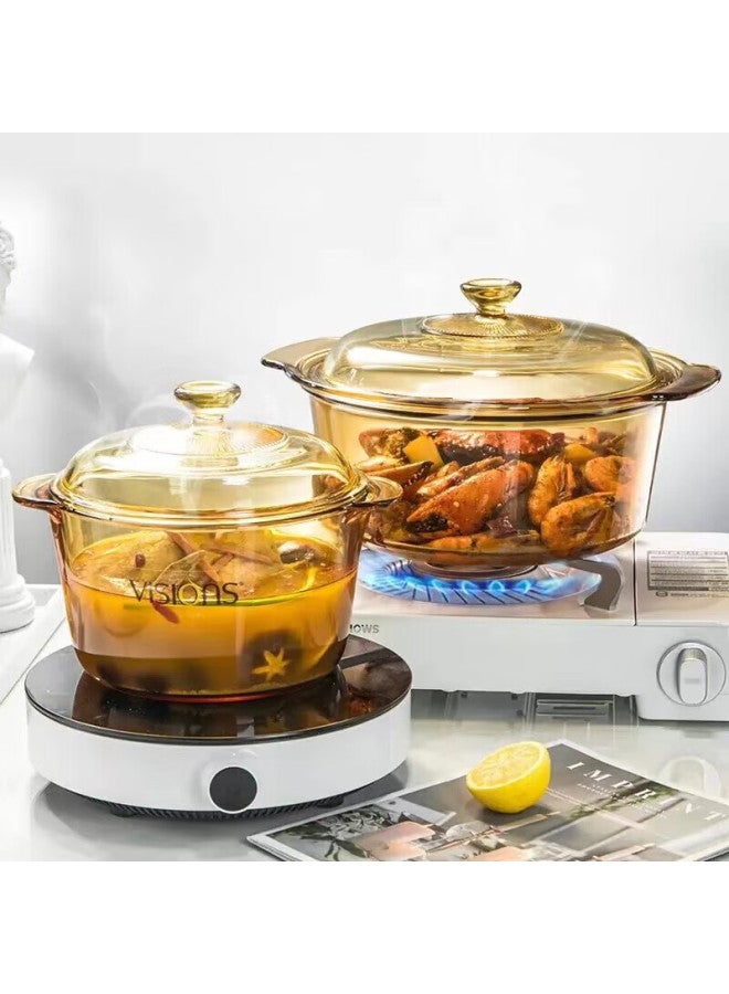 Visions 2.5l Transparent Glass Casserole Pot Double-handle High Borosilicate Heat-resistant Stew Soup Pot 20.5cm - Image 3