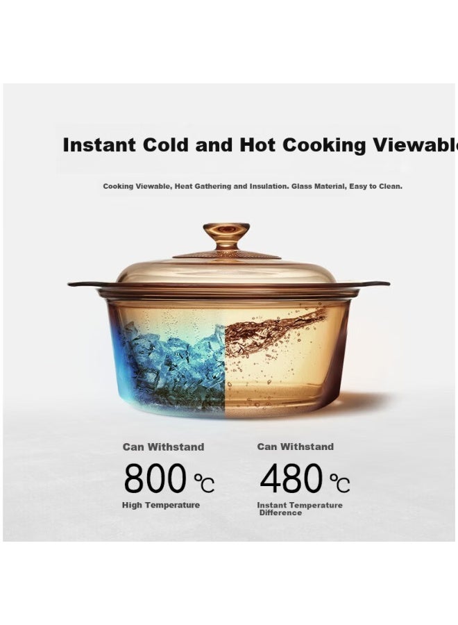 Visions 2.5l Transparent Glass Casserole Pot Double-handle High Borosilicate Heat-resistant Stew Soup Pot 20.5cm - Image 4