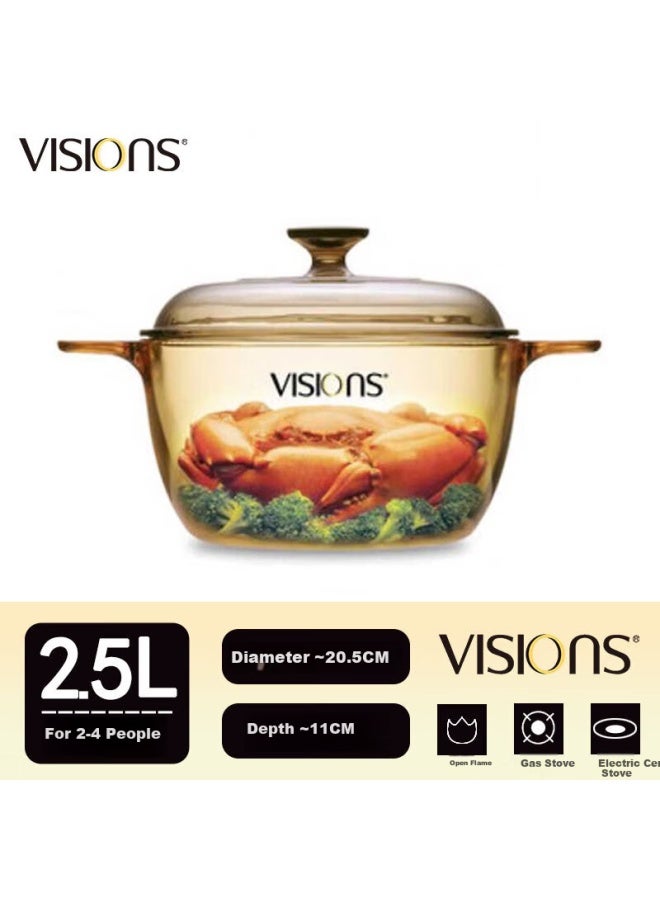 Visions 2.5l Transparent Glass Casserole Pot Double-handle High Borosilicate Heat-resistant Stew Soup Pot 20.5cm - Image 5