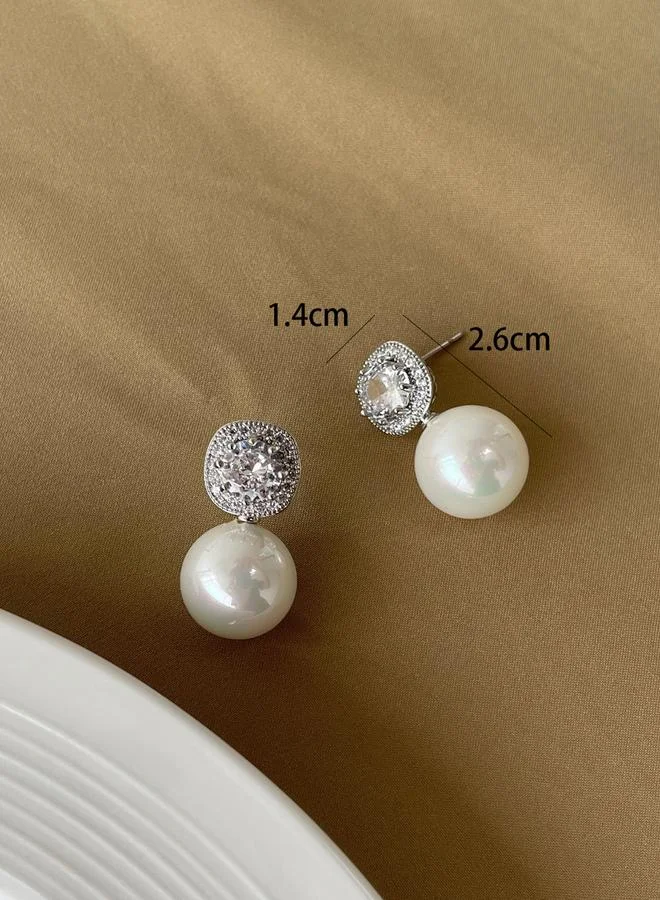 Take Two Take Two Silver Faux Pearl Embellished Earrings