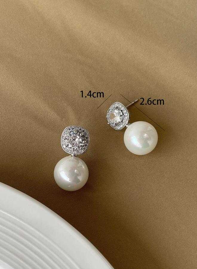 Take Two Silver Faux Pearl Embellished Earrings - Image 1
