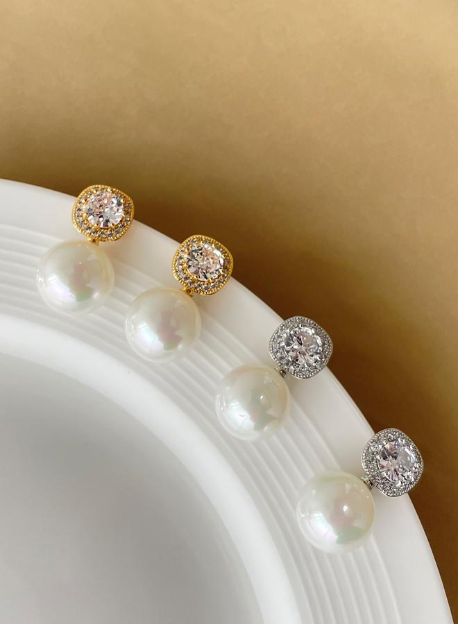 Take Two Silver Faux Pearl Embellished Earrings - Image 2