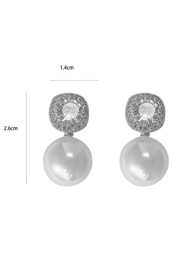 Take Two Silver Faux Pearl Embellished Earrings - Image 3