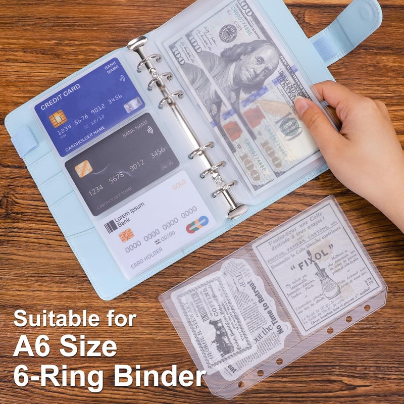 Antner 12PCS A6 Binder Pockets No Zipper Cash Envelopes for A6 6-Ring Binder, Zipless Money Folder Organizer Bill Pouches Business Card Sleeves Notebook Fillers Insert Pages for Cash Stuffing Binder - Image 4