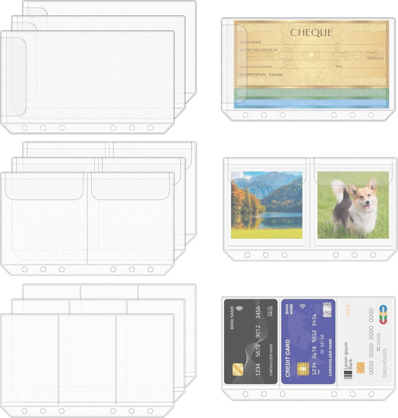 Antner 12PCS A6 Binder Pockets No Zipper Cash Envelopes for A6 6-Ring Binder, Zipless Money Folder Organizer Bill Pouches Business Card Sleeves Notebook Fillers Insert Pages for Cash Stuffing Binder - Image 1