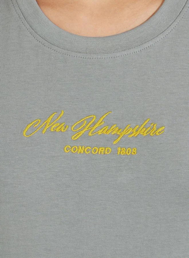 Styli Cotton Jersey Embroidery Detail Regular Fit T-Shirt