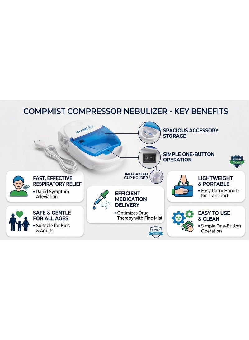 كومب ميست جهاز التنفس واستنشاق الرذاذ كومب ميست (CompMist Nebulizer) - أداء قوي وتصميم محمول للعناية بصحة العائلة - Image 3
