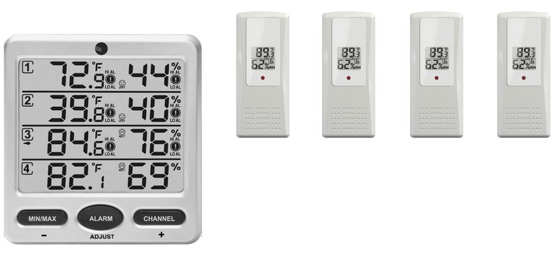 Ambient Weather Ambient Weather WS10X4 Wireless IndoorOutdoor 8 Channel ThermoHygrometer with Four Remote Sensors