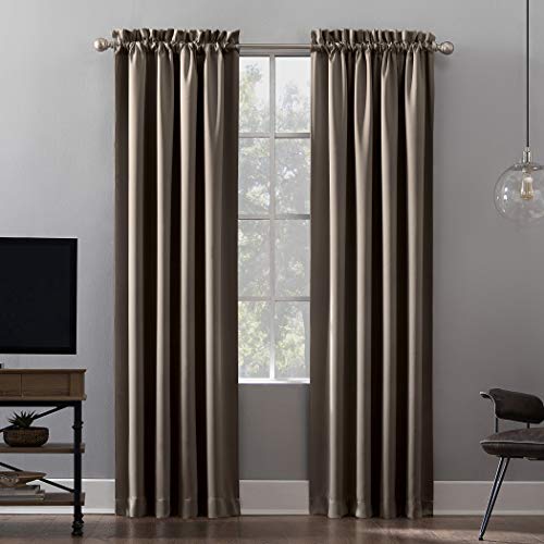 Sun Zero Oslo Theater Grade Extreme Total Blackout Rod Pocket Curtain Panel, 52" x 63", Taupe - Image 1