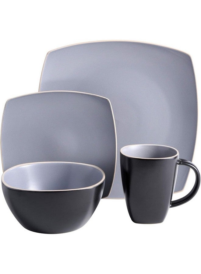 جيبسون طقم عشاء فاخر من سوهو لونين  قطعة رمادي مطفي وأسود - Image 2