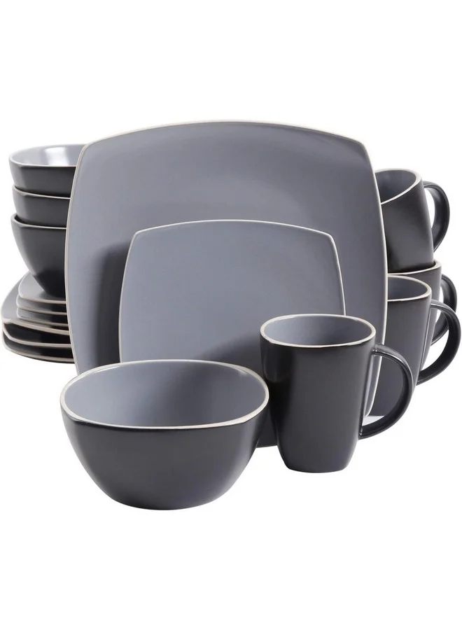 GIBSON 16-Piece Elite Soho Lounge Dual Tone Dinnerware Set Matte Grey and Black 31.75 x 34.93 x 39.37 cm 102266.16RM