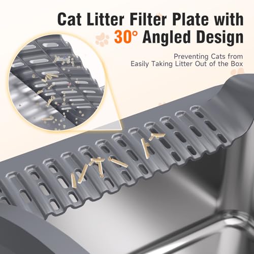 KISENG 2PACK Stainless Steel Litter Boxes, Extra Large XL Odor Free Metal Litter Box with High Sides, Open Top Litter Pan Include Scoop Easy Cleaning Anti-Scratch Kitty Cat Box Anti-Urine Leakage, Non-Sticky - Image 4