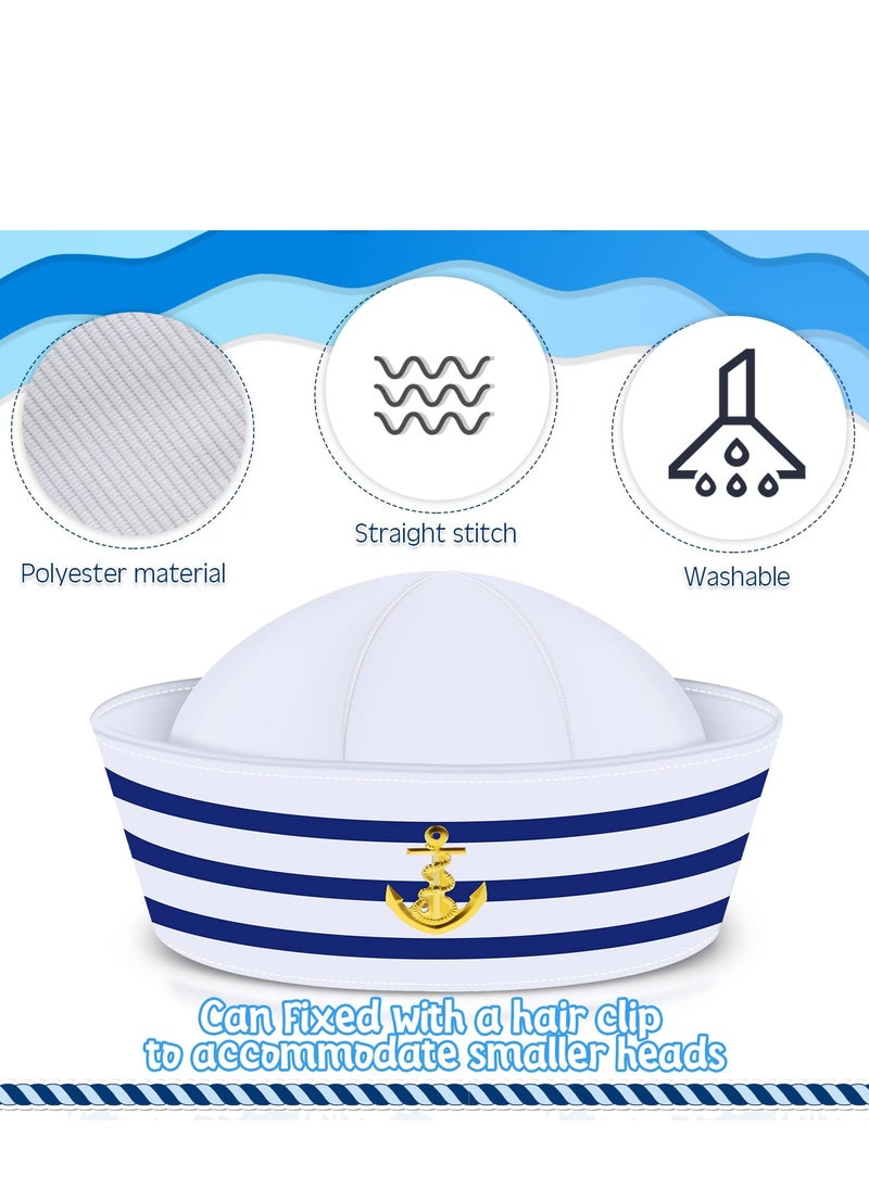 SYOSI - 12 Pieces Sailor Hat Captain Sail Hats Blue with White for Men Women Costume, Kid Navy Accessory Dressing up Party Supplies - Image 1