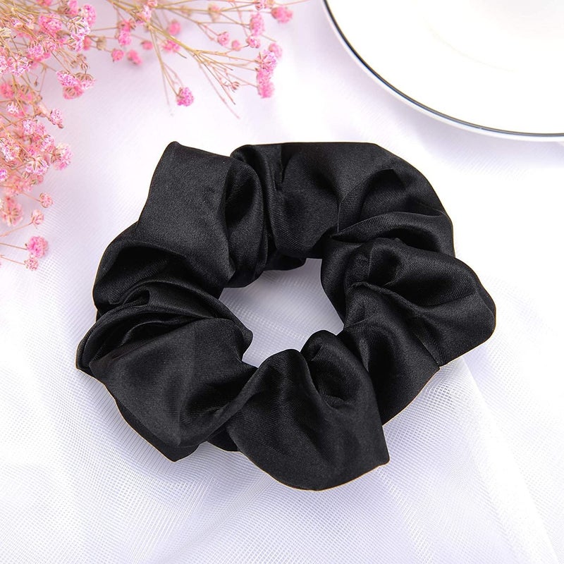 BELICIA 10 Pcs Black Hair Scrunchies Satin Elastic Hair Bands Scrunchy Hair Ties Ropes Scrunchie for Women Girls Hair Accessories - Image 3