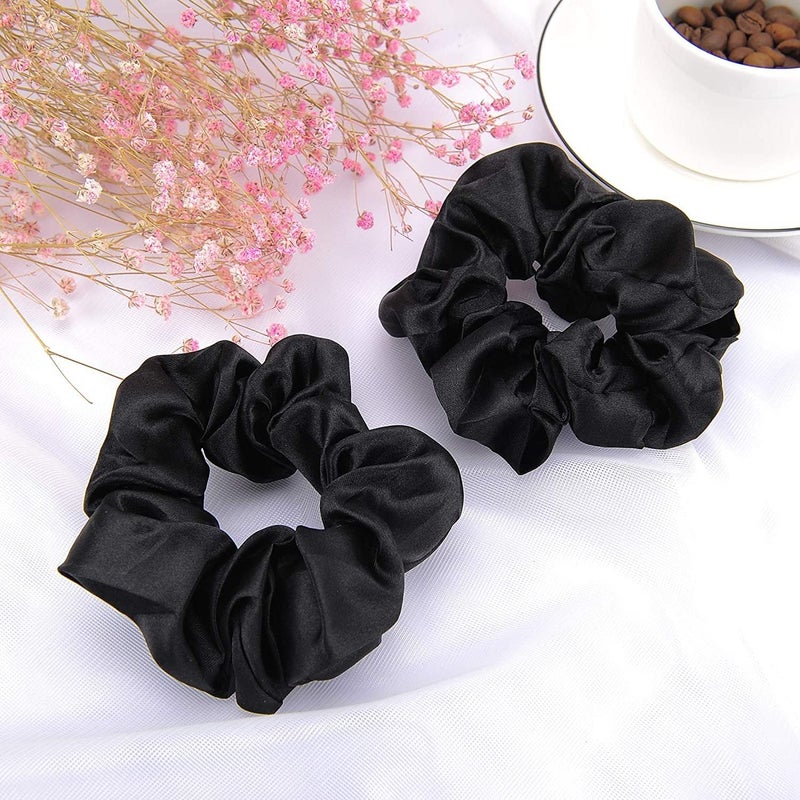 BELICIA 10 Pcs Black Hair Scrunchies Satin Elastic Hair Bands Scrunchy Hair Ties Ropes Scrunchie for Women Girls Hair Accessories - Image 5