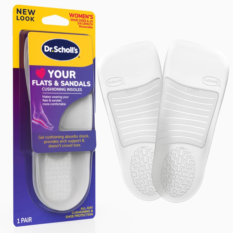 Dr. Scholl's Love Your Flats & Sandals, 3/4 Length Insoles for Women, Shoe Size 6-10: All-Day Comfort Shoe Inserts for Women with Arch Support, Metatarsal Foot Pads, Relieves Shoe Discomfort - Image 1